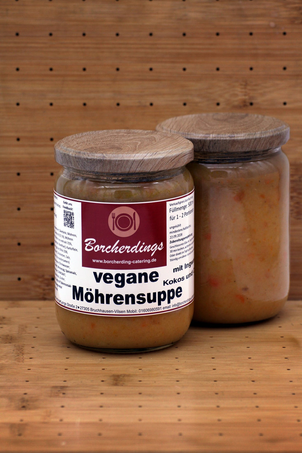 vegane Möhrensuppe mit Kokos und Curry – 500 ml – Vorderseite